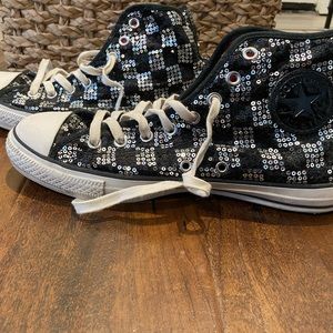 Sequins checkered high top Converse